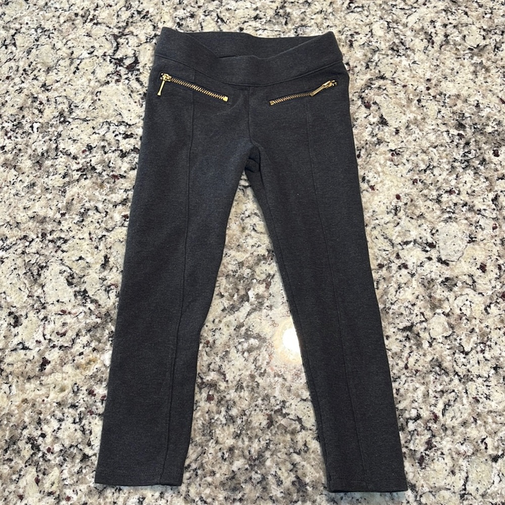Janie and Jack Girls Pants Dark Gray w/Gold Zippers Size 4